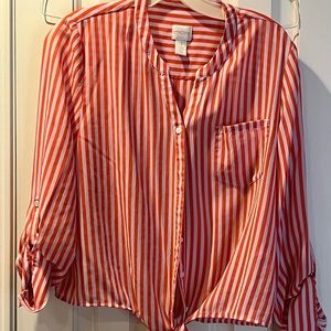 Striped button blouse